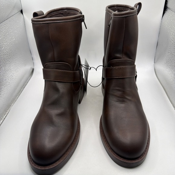 DV by Dolce Vita Women's Brown Moto Boot Size 9 Harness Strap Low Heel - Picture 3 of 14